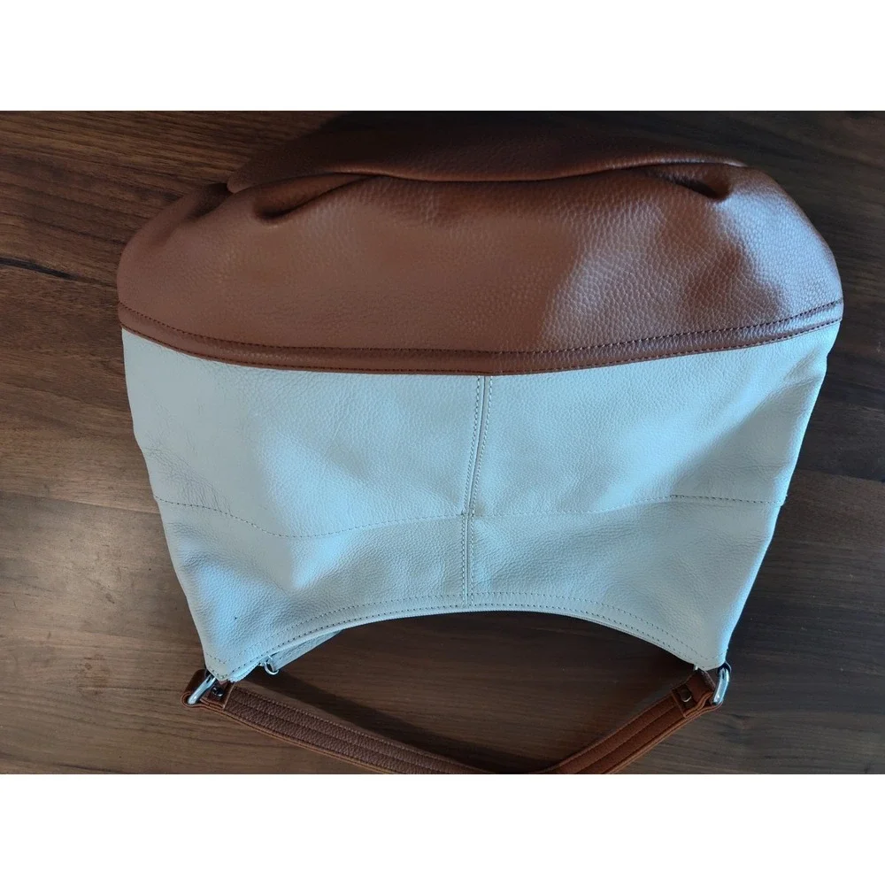 Tignanello‎ Women's Cream & Brown Leather Hobo Bag